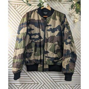 IZZUE IZ-XO4-ARMY Men's Camo Army Jacket Bomber Green Zip Cotton Size Large